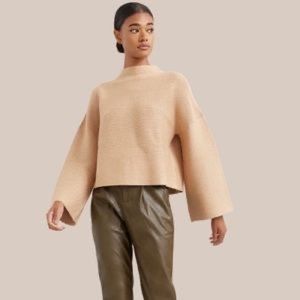 Modern Citizen Candice Lou Swing Ribbed Sweater mock neck